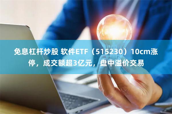 免息杠杆炒股 软件ETF（515230）10cm涨停，成交额超3亿元，盘中溢价交易